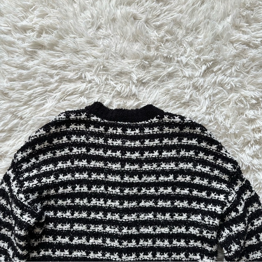 Ann Taylor Tweed Bomber Crewneck Button Front Sweater Size S - Picture 11 of 11